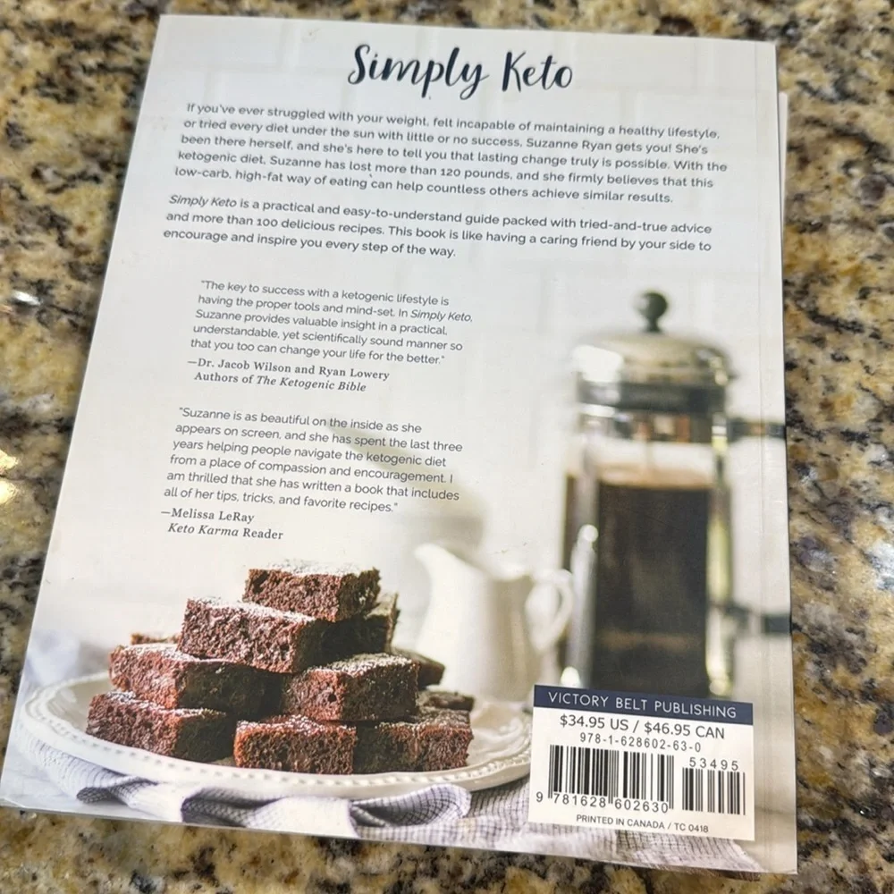 Simply Keto Cookbook by Suzanne Ryan - White Cover